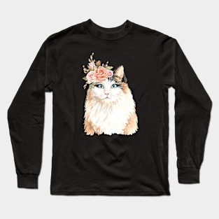 Cat with Flower Crown Long Sleeve T-Shirt